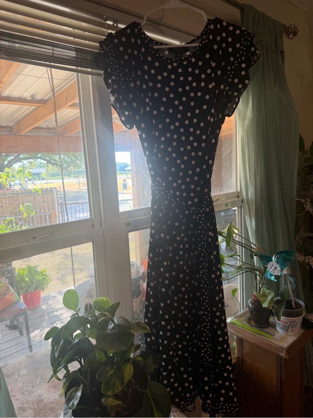 Perceptions Black and White Polka Dot Midi Dress
